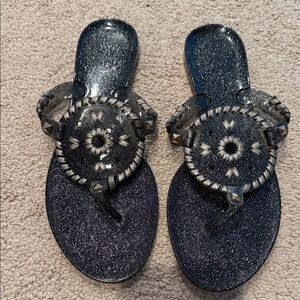 Jack Rogers black jelly glitter Sandals flip flops sz 6